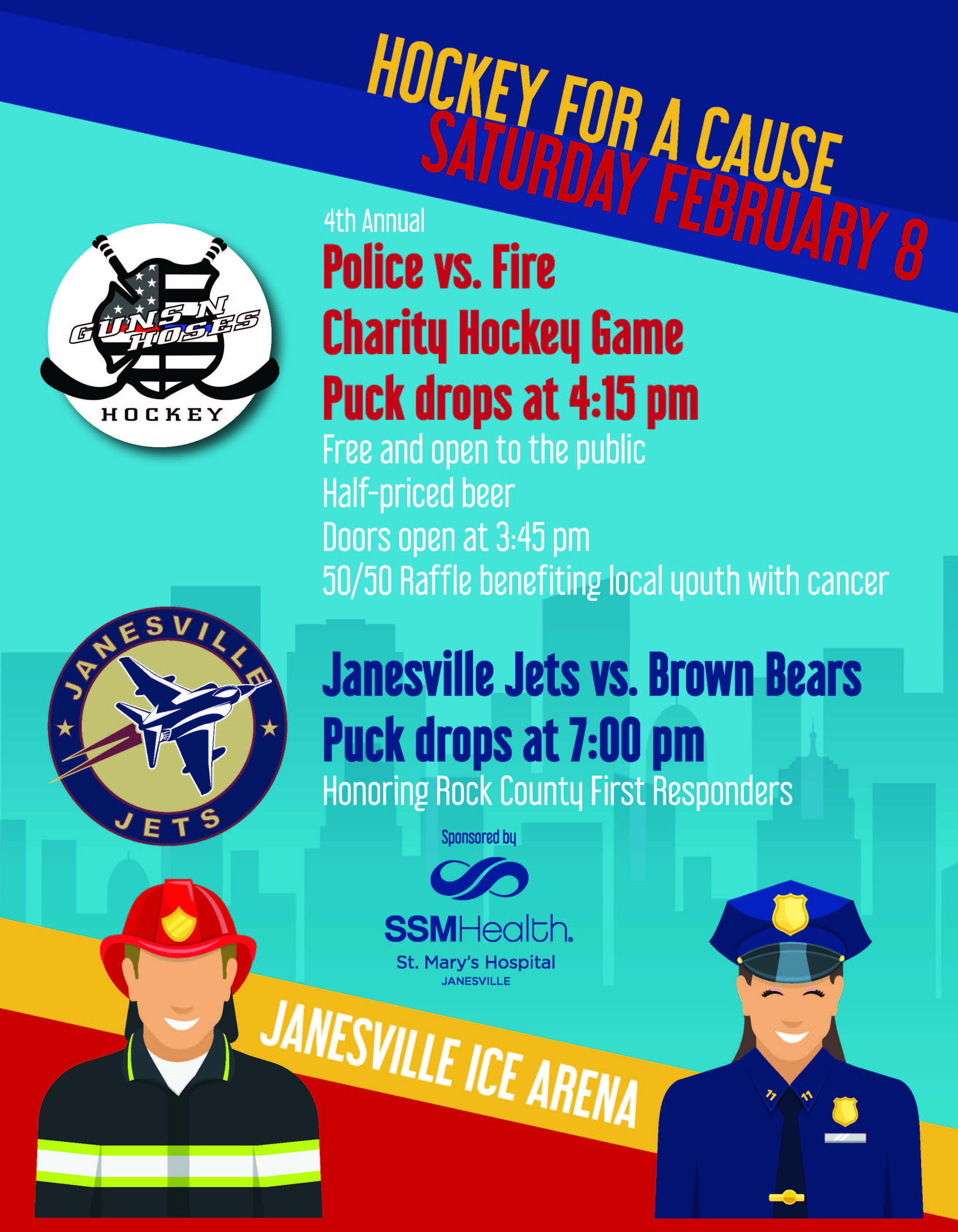Police vs. Fire Charity Hockey Game with the Janesville Jets